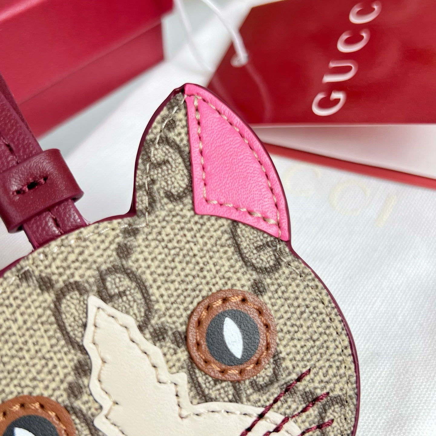Gucci  Etoupe Red Cat Bag Charm