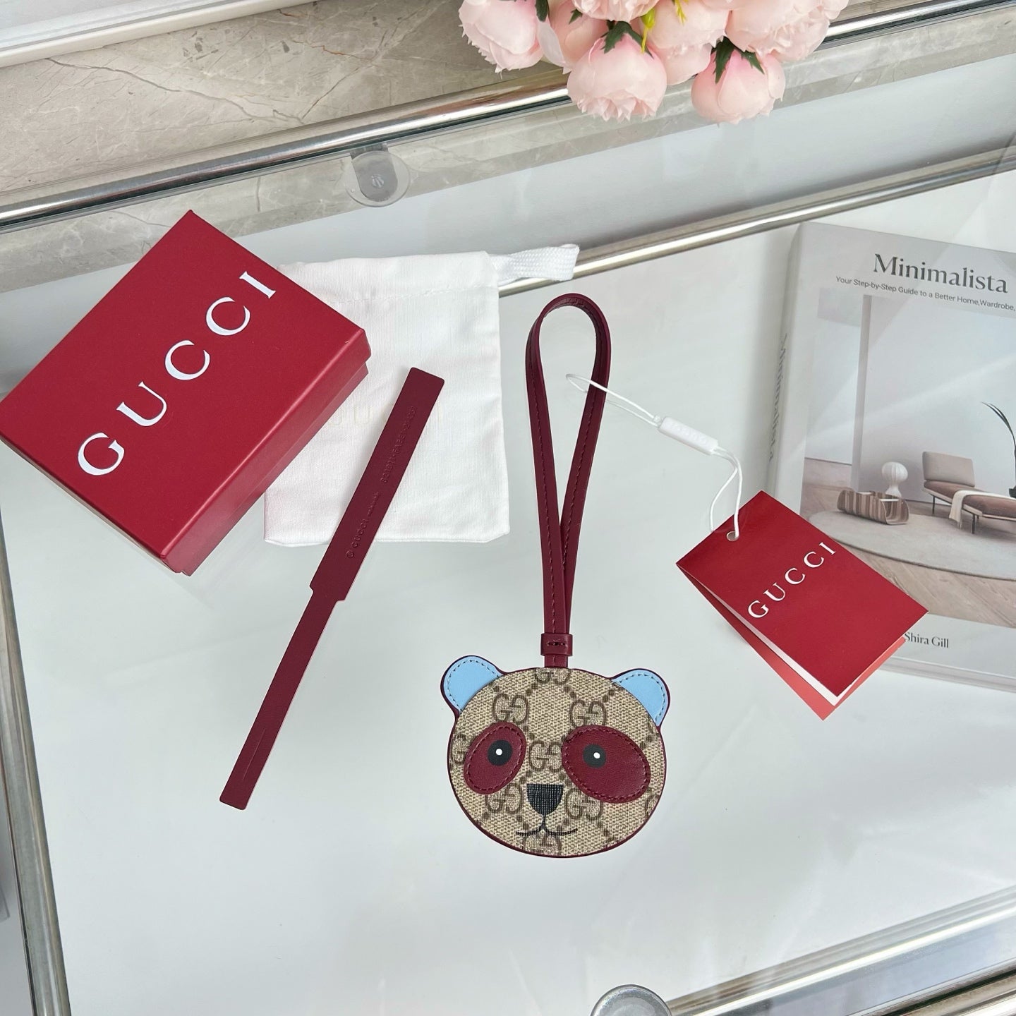 Gucci  Etoupe Red Blue Panda Bag Charm