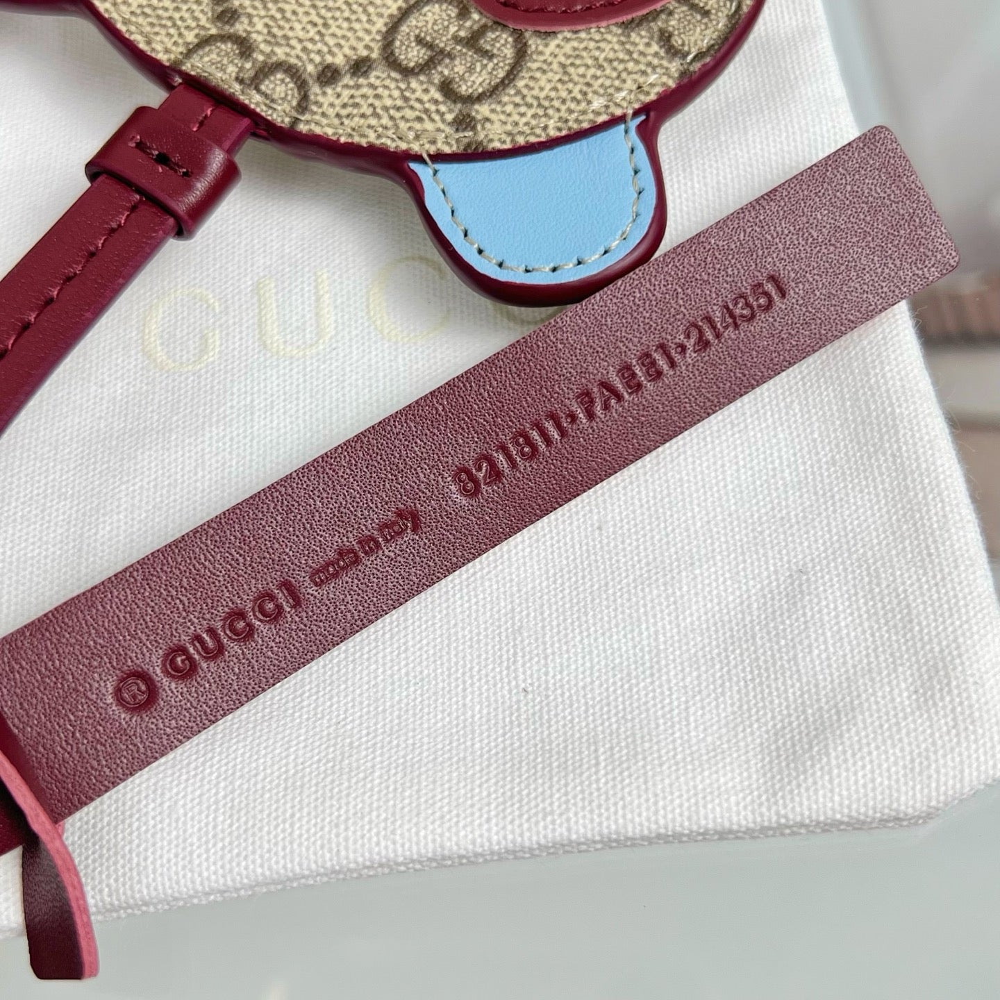 Gucci  Etoupe Red Blue Panda Bag Charm