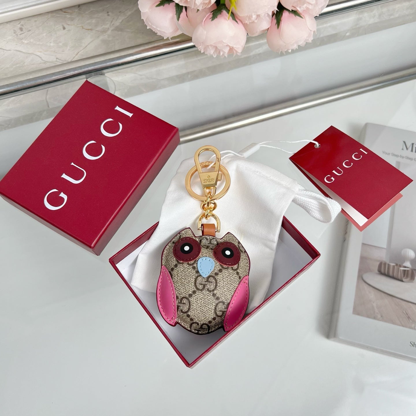 Gucci  Etoupe Red Blue Owl Bag Charm