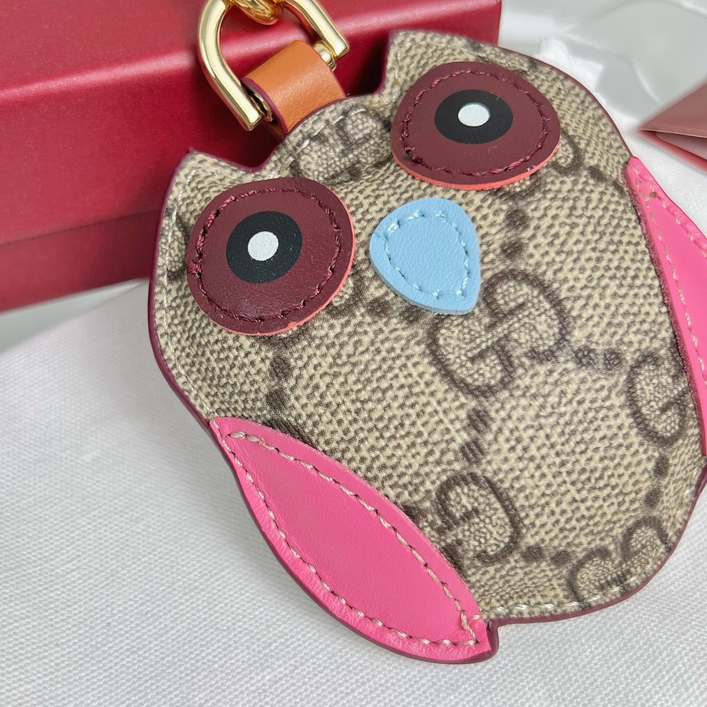 Gucci  Etoupe Red Blue Owl Bag Charm