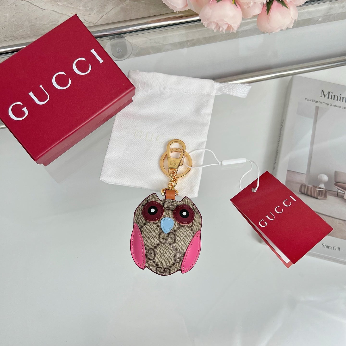 Gucci  Etoupe Red Blue Owl Bag Charm