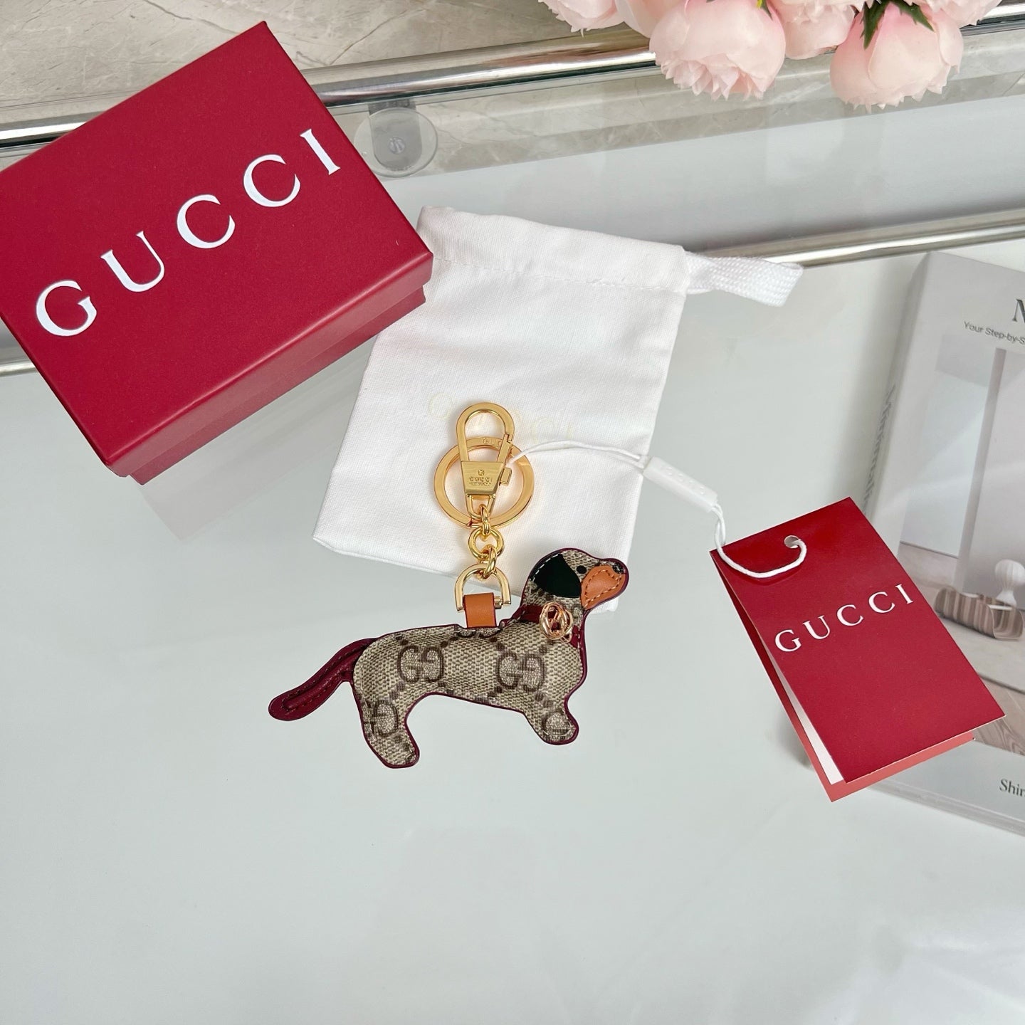 Gucci Dog-shaped Etoupe Gold Bag Charm