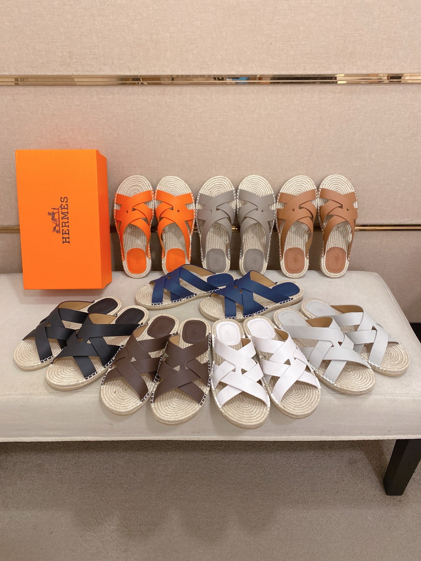 HM Men's Kazimir Sandal Blue Espadrilles Cowhide 700889