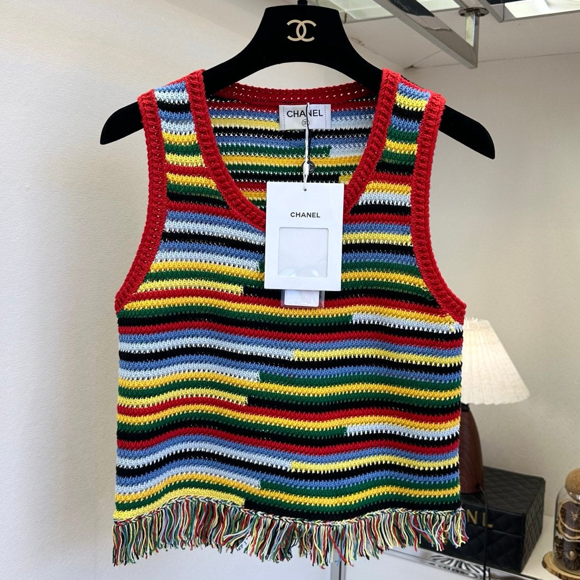 Chanel 2026 Crochet Tank Top With Horizontal Stripes 484446