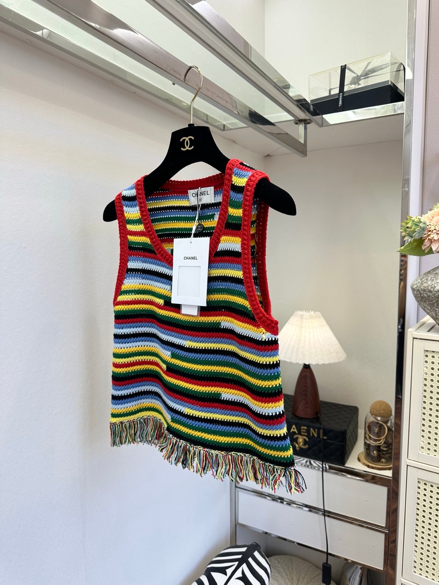 Chanel 2026 Crochet Tank Top With Horizontal Stripes 484446