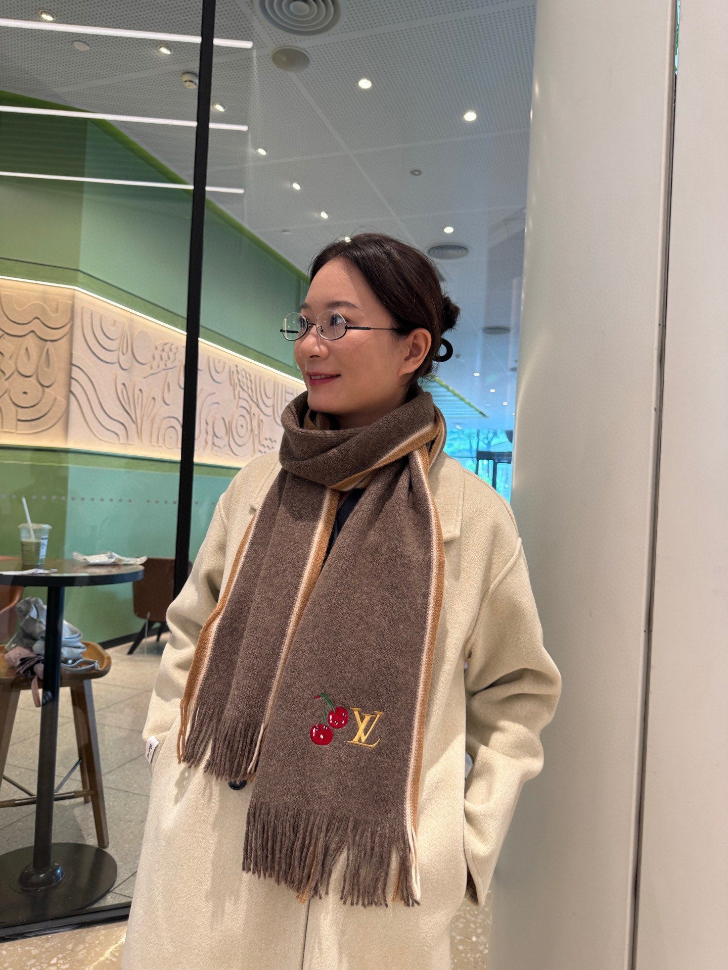 LV 25ss Scarf 180CM Brown Knitted Cashmere  292791