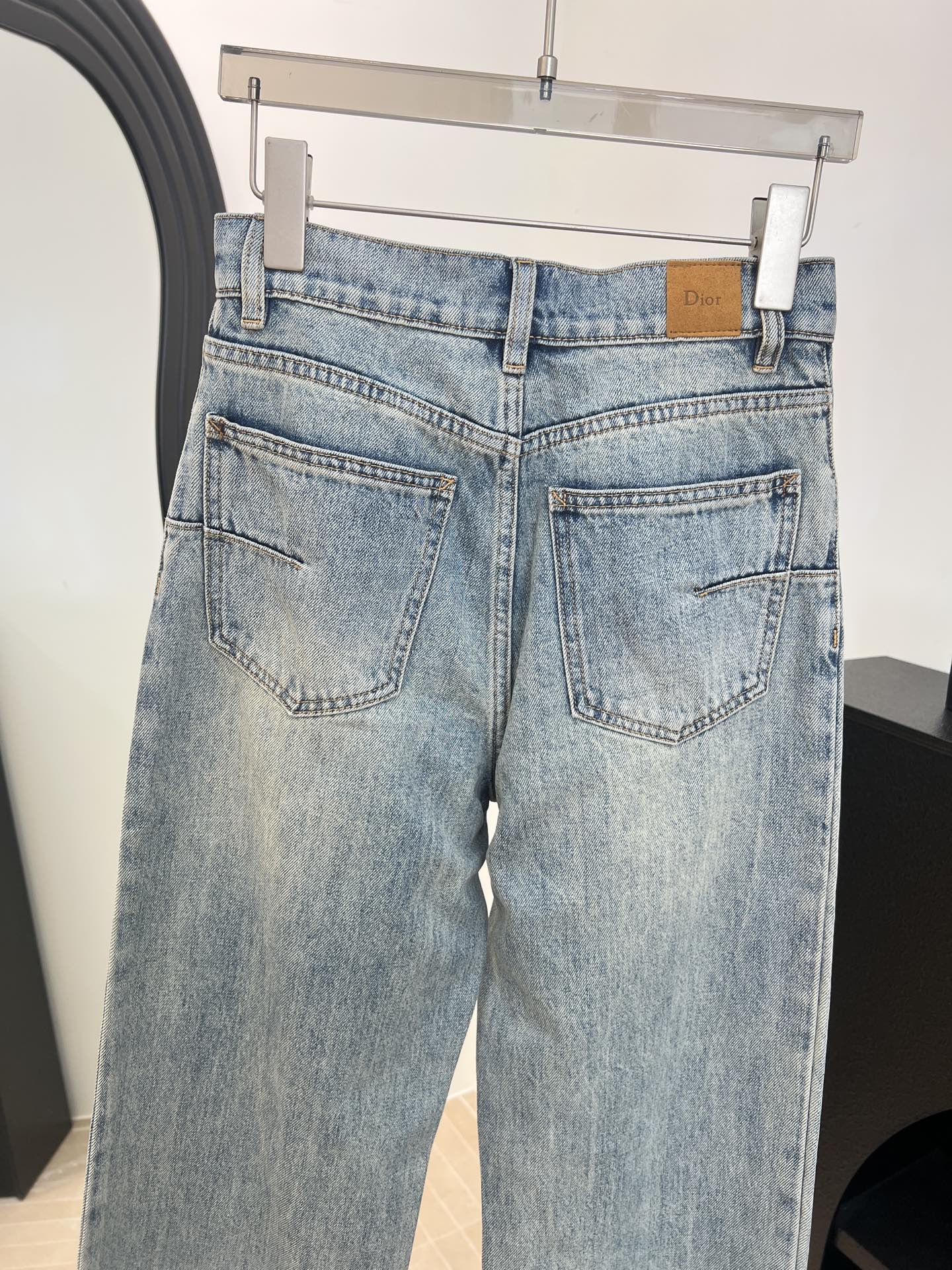 Dior 2026 Clover Embroidered Denim Jeans Blue Cotton 138330