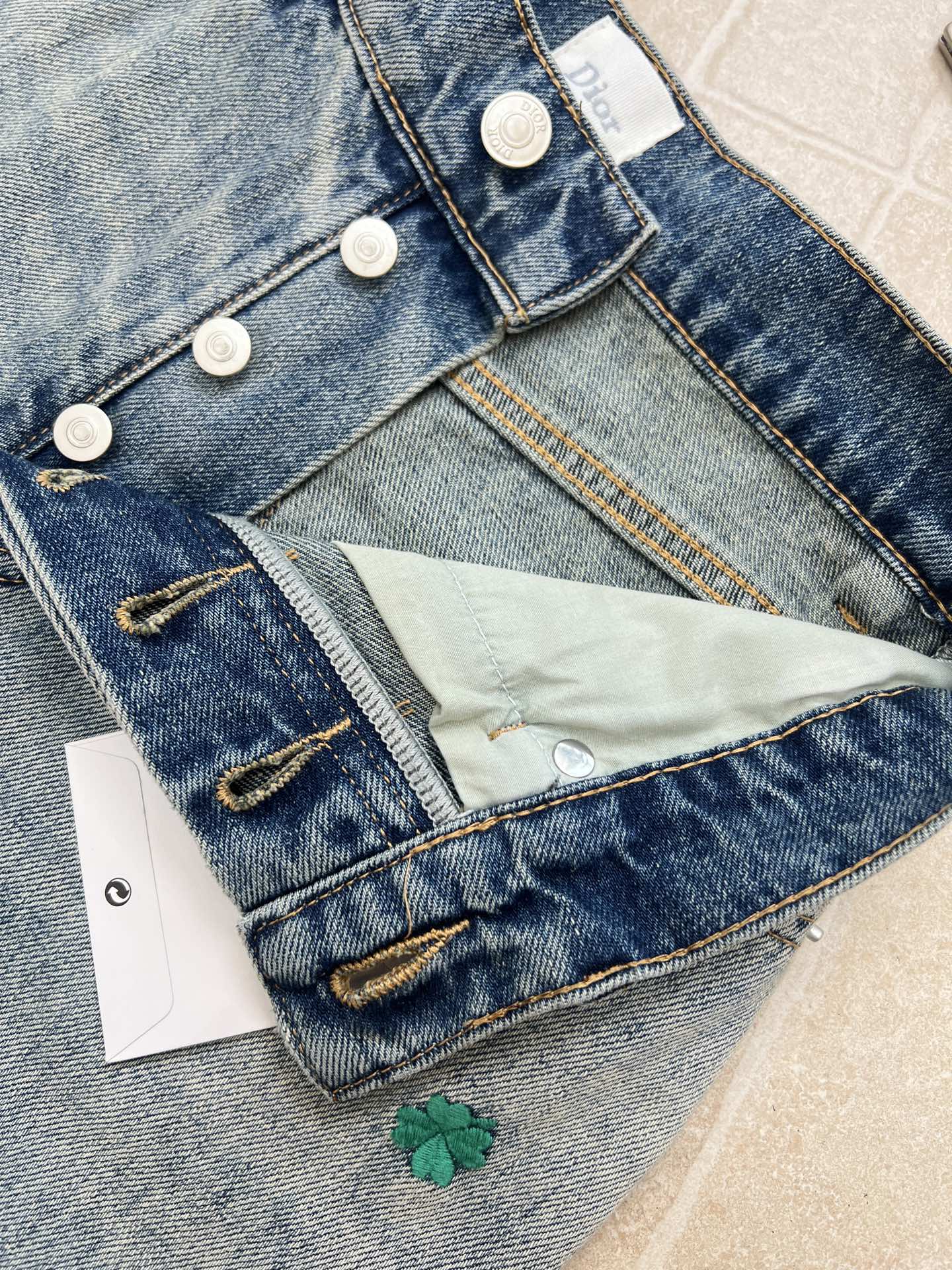 Dior 2026 Clover Embroidered Denim Jeans Blue Cotton 138330