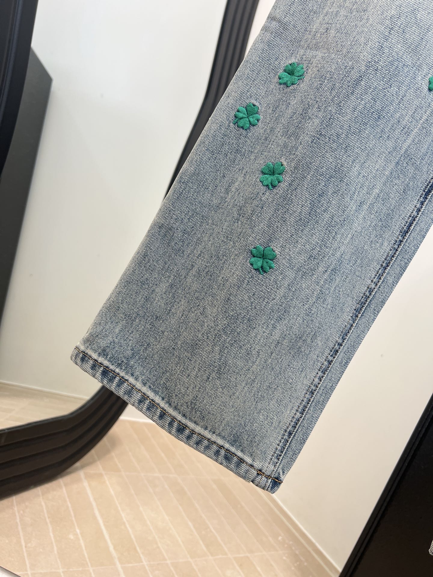 Dior 2026 Clover Embroidered Denim Jeans Blue Cotton 138330
