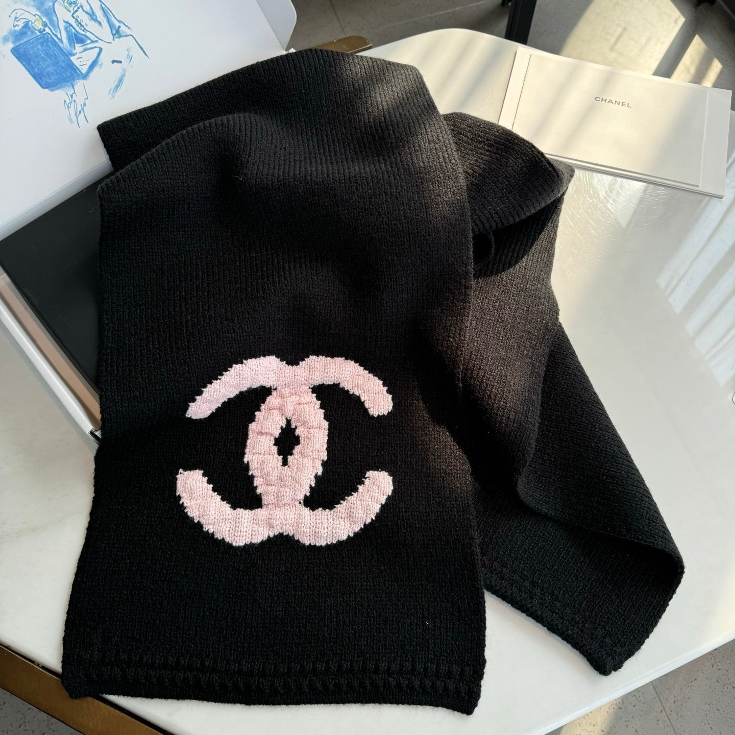 CC 25 Scarf 170cm Black Pink Wool 968533