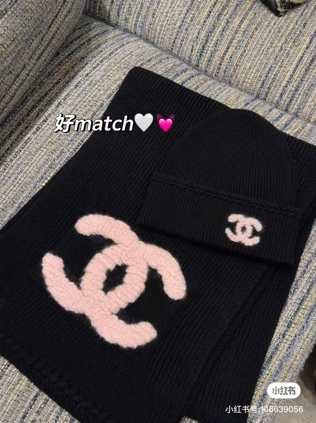 CC 25 Scarf 170cm Black Pink Wool 968533