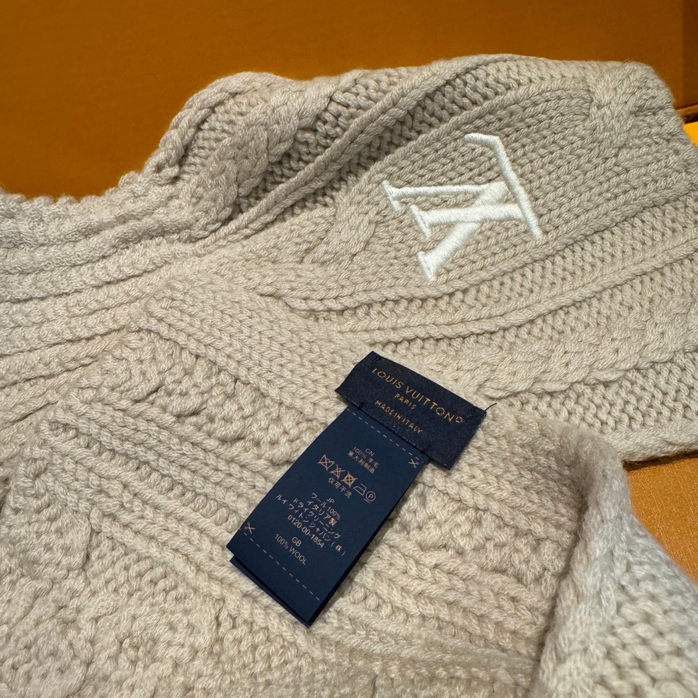 LV Freeze  Scarf 135cm Light Beige Wool 969351