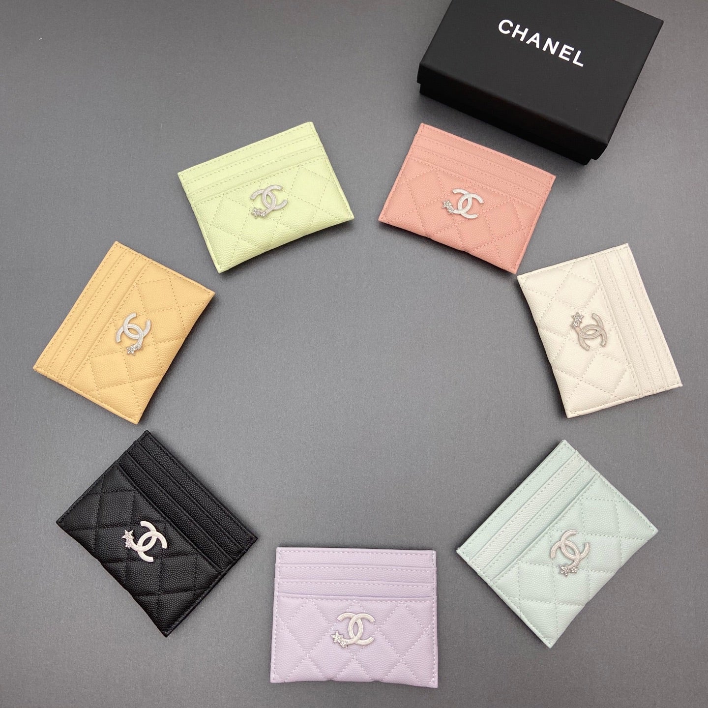 Chanel 25 Card Holder With Star Logo 11cm Grained Calfskin 325086