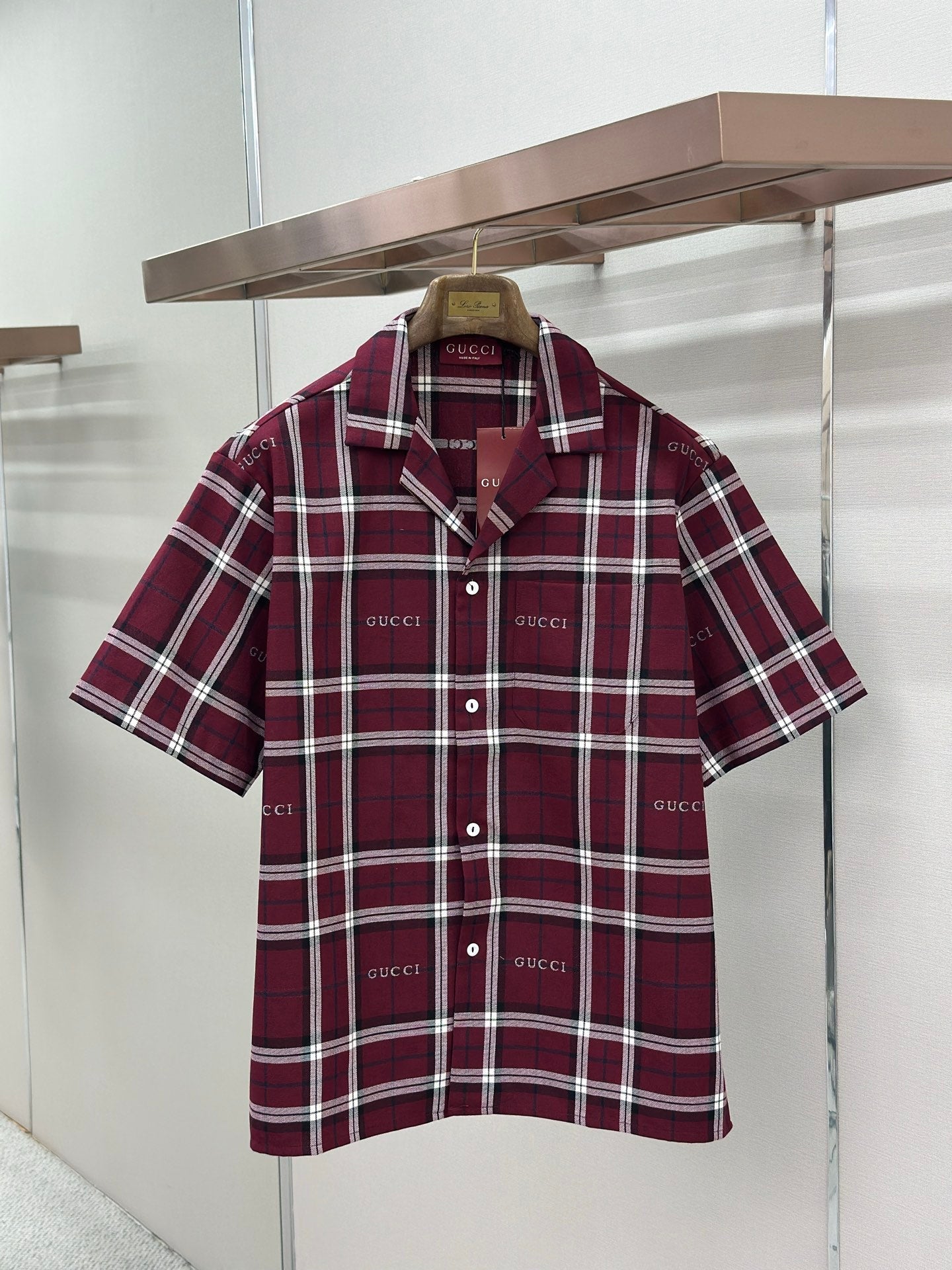 GC 2026 Men's Short-sleeved Shirt Burgundy Cotton 699257