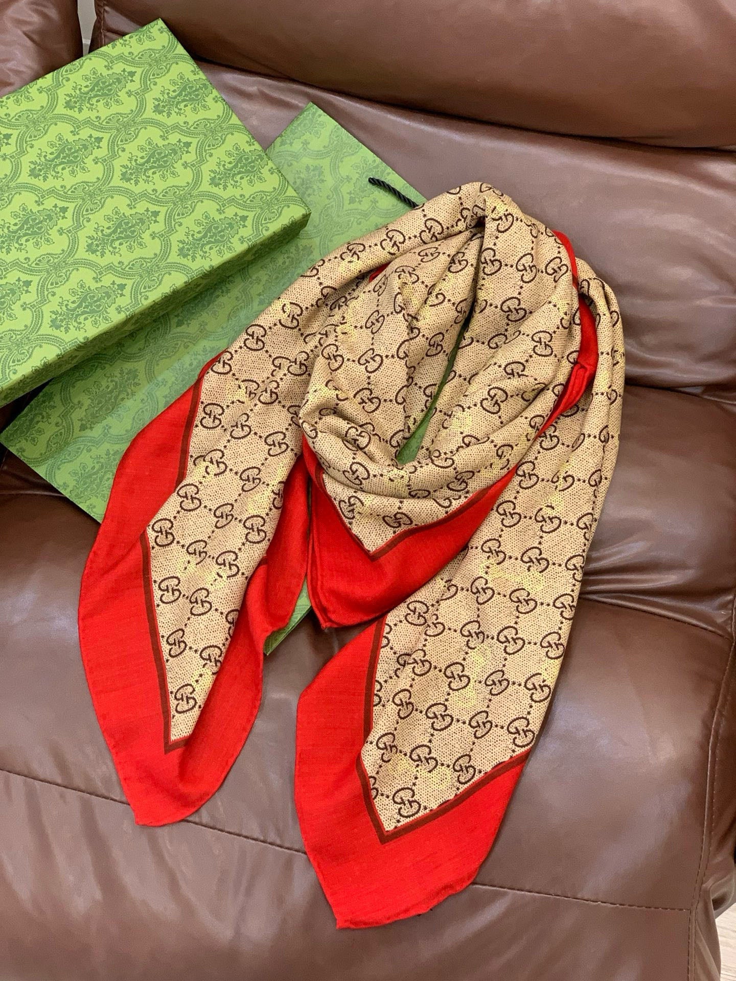 GG Classic 135CM Beige Red Cashmere 287699