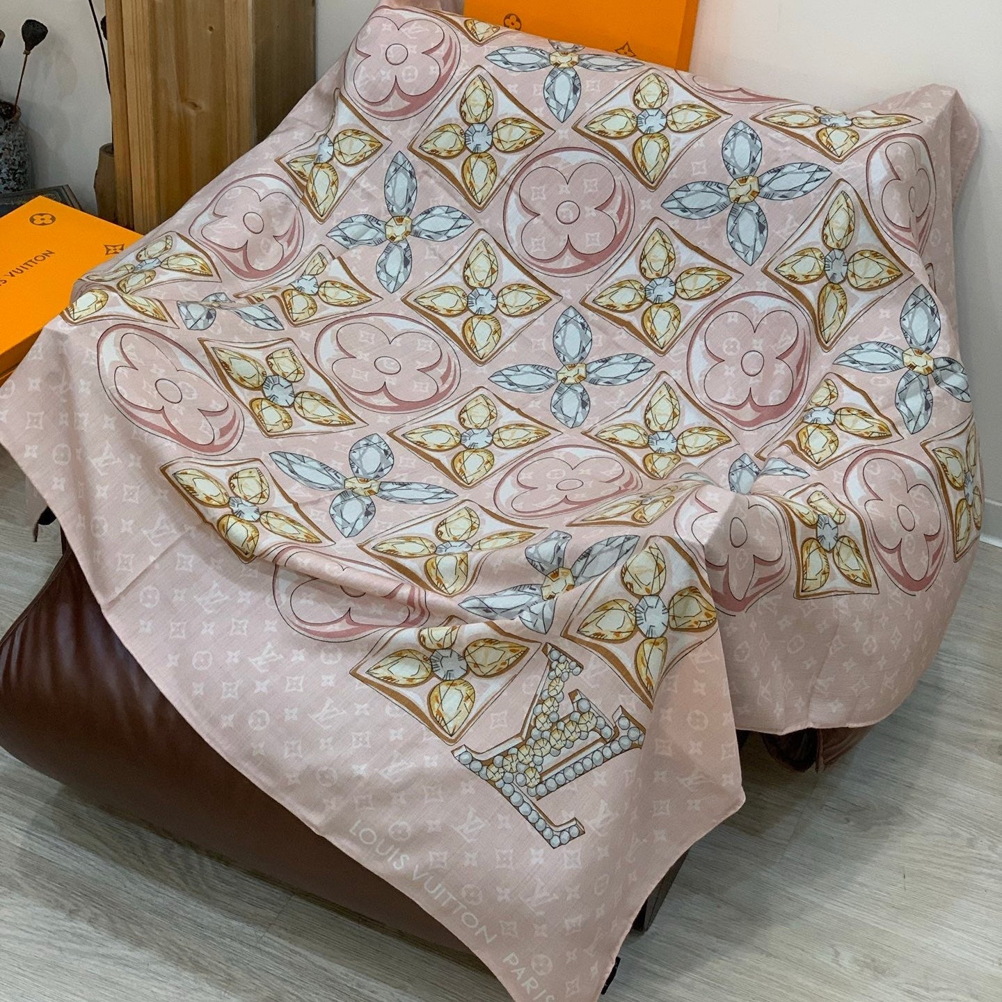 LV X TM Scarf 135CM Light Pink Cashmere 293192