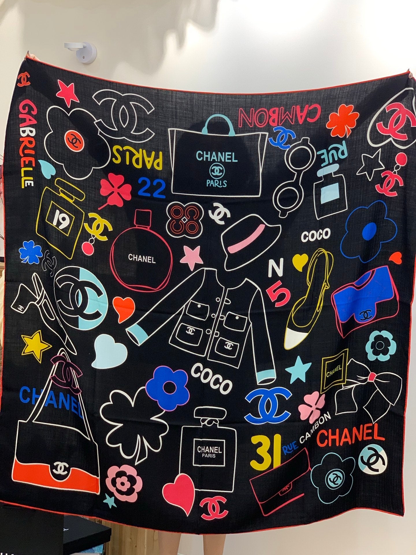 CC 25 Scarf 135CM Black Colorful Cashmere 293208