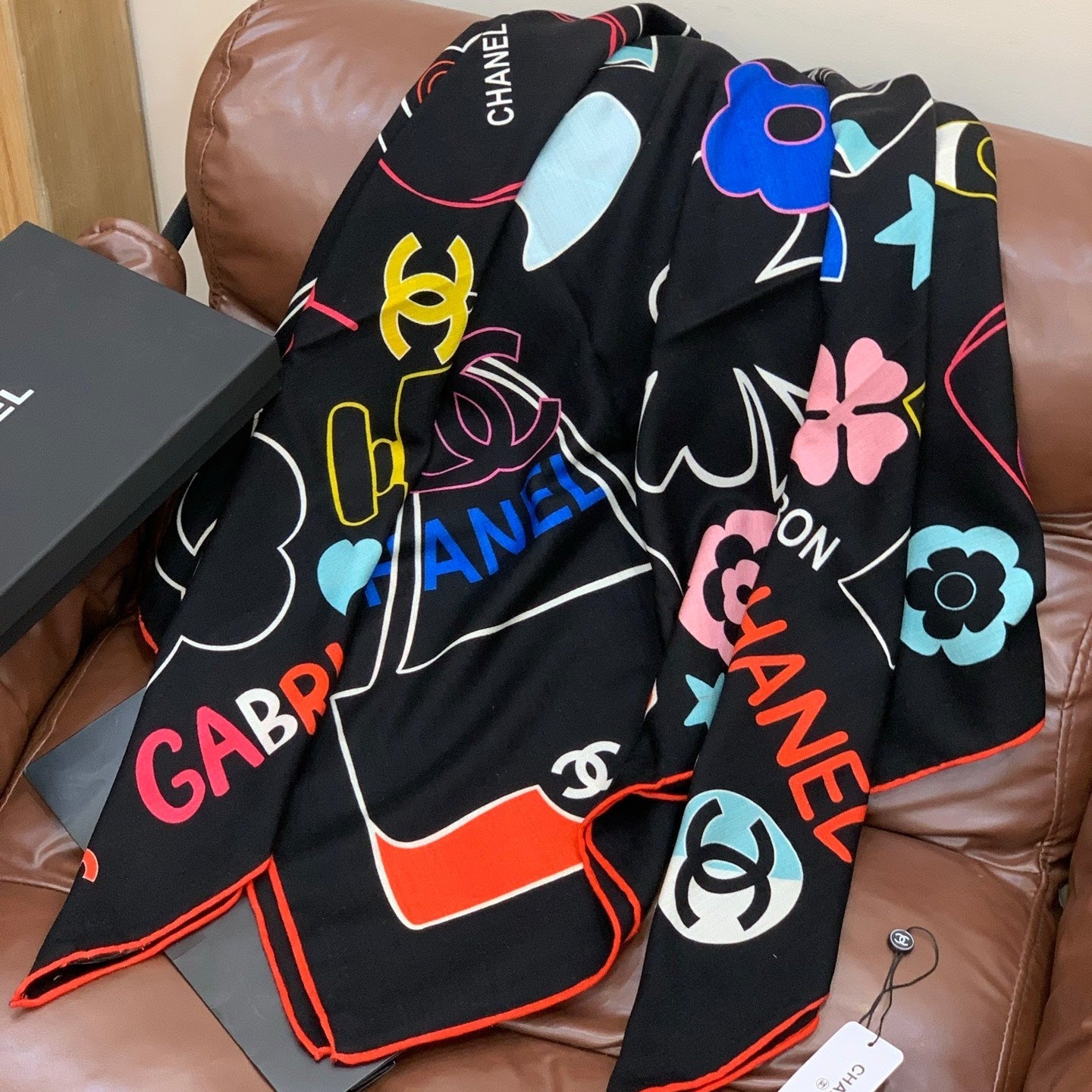 CC 25 Scarf 135CM Black Colorful Cashmere 293208