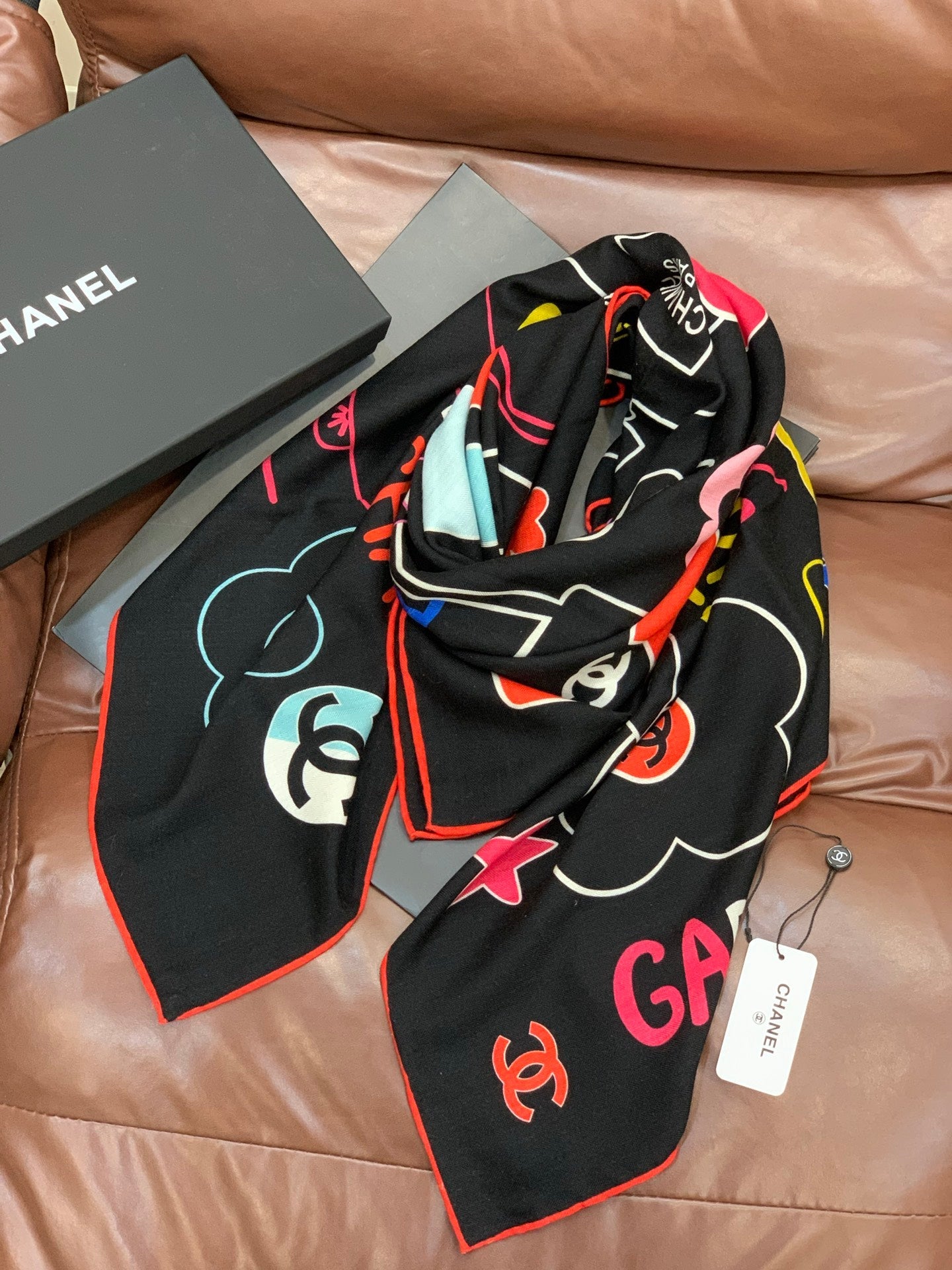 CC 25 Scarf 135CM Black Colorful Cashmere 293208