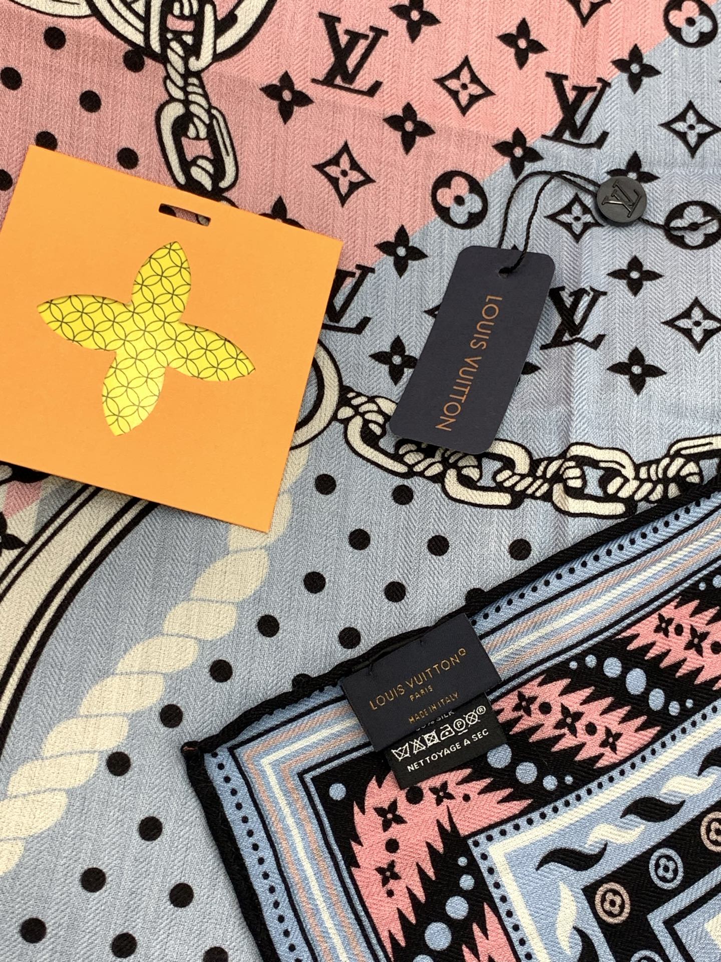 LV X TM Scarf 135CM Blue Pink Cashmere 293197