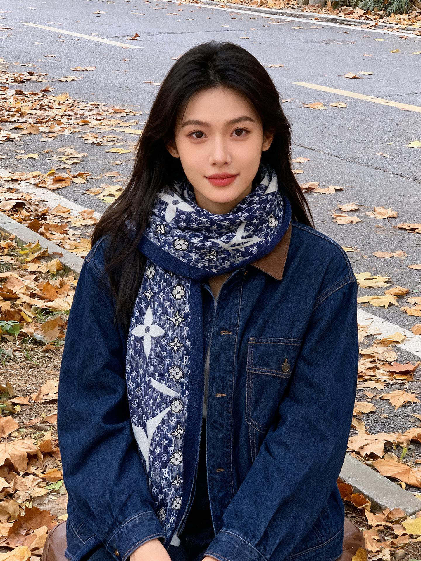 LV 25ss Scarf 200CM Blue Cashmere 293140