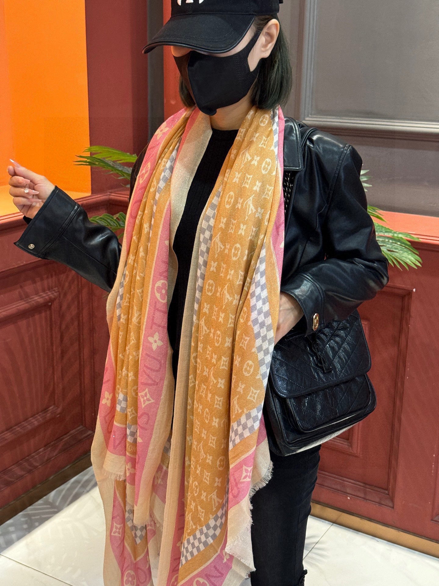 LV 25ss Scarf 200CM Yellow Pink Cashmere 293151