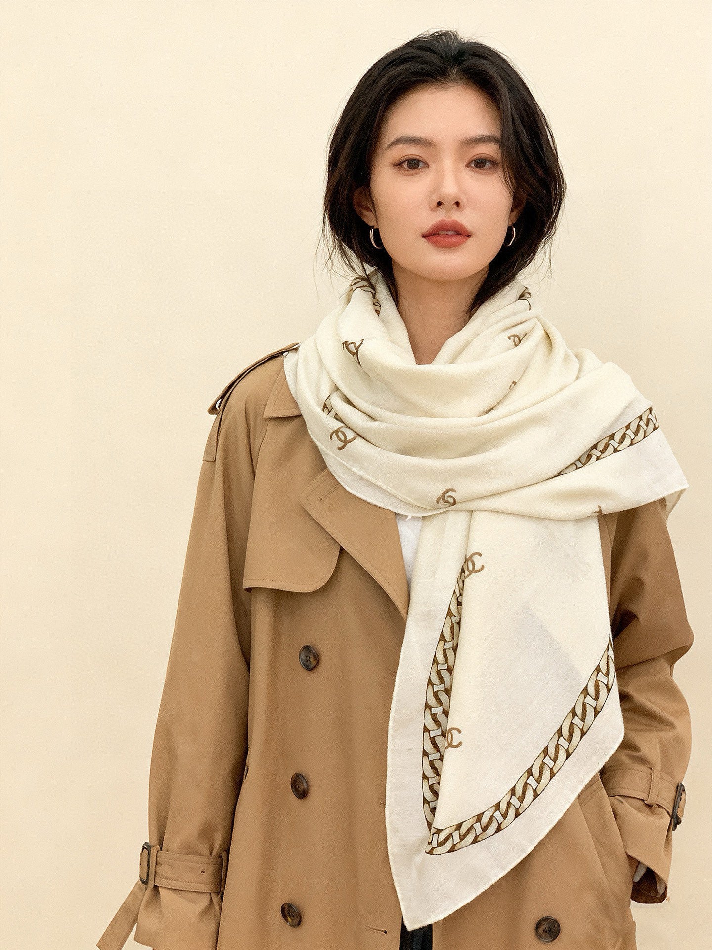 CC 25 Scarf 140cm White Cashmere 293264