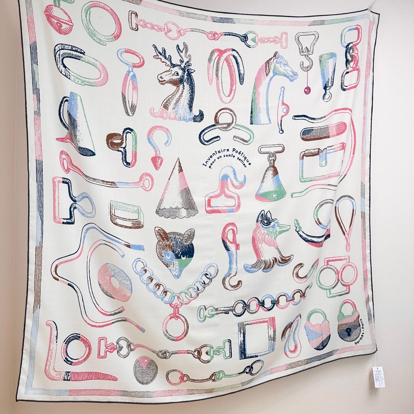 HM Reversible Shawl Scarf 135CM White Pink Cashmere Silk 969422