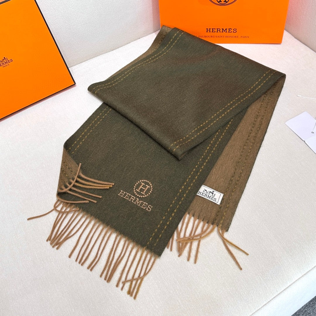 HM Scarf 190 CM Dark Green Wool 969437