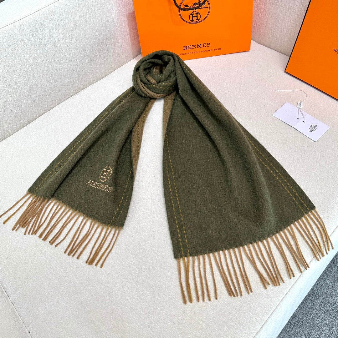 HM Scarf 190 CM Dark Green Wool 969437