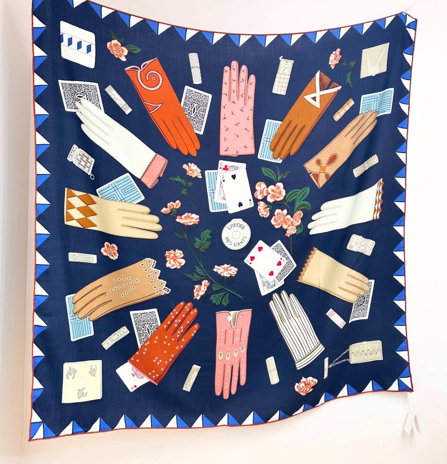 HM 25s Glove Time Scarf 135cm Blue Wool Mulberry Silk 971106