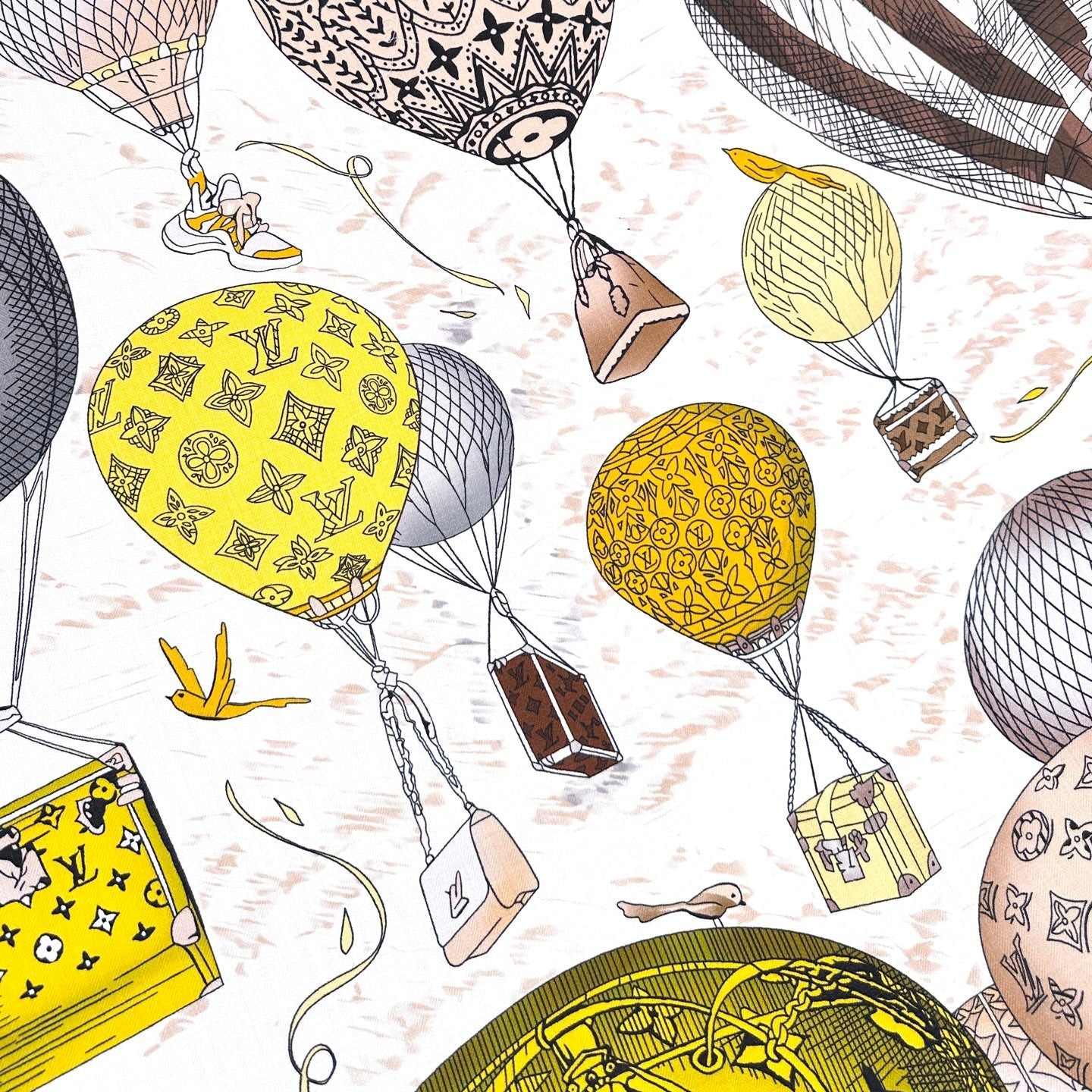 LV urkish Hot Air Balloon Scarf 140cm Yellow Colorful Cashmere 971101