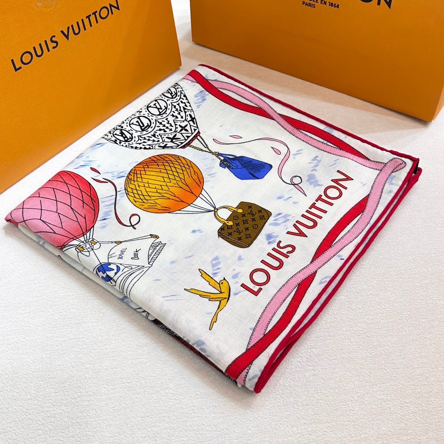 LV urkish Hot Air Balloon Scarf 140cm Colorful Cashmere 971102