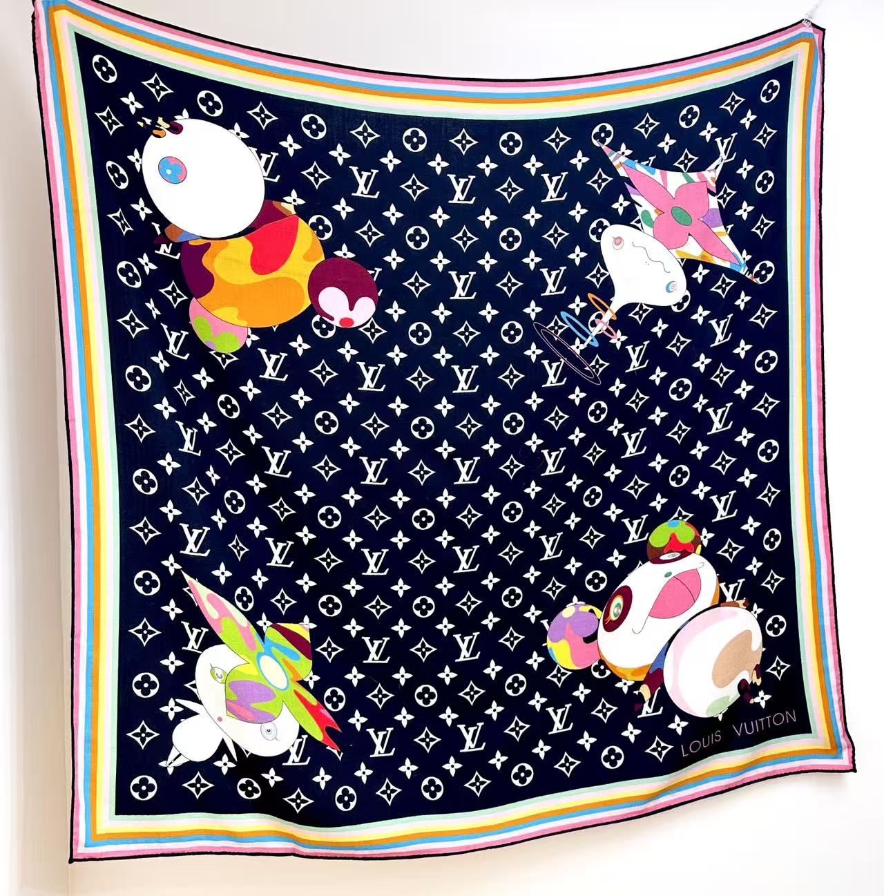 LV x TM SUPERFLAT 140cm Black Multicolor Silk Wool 978740