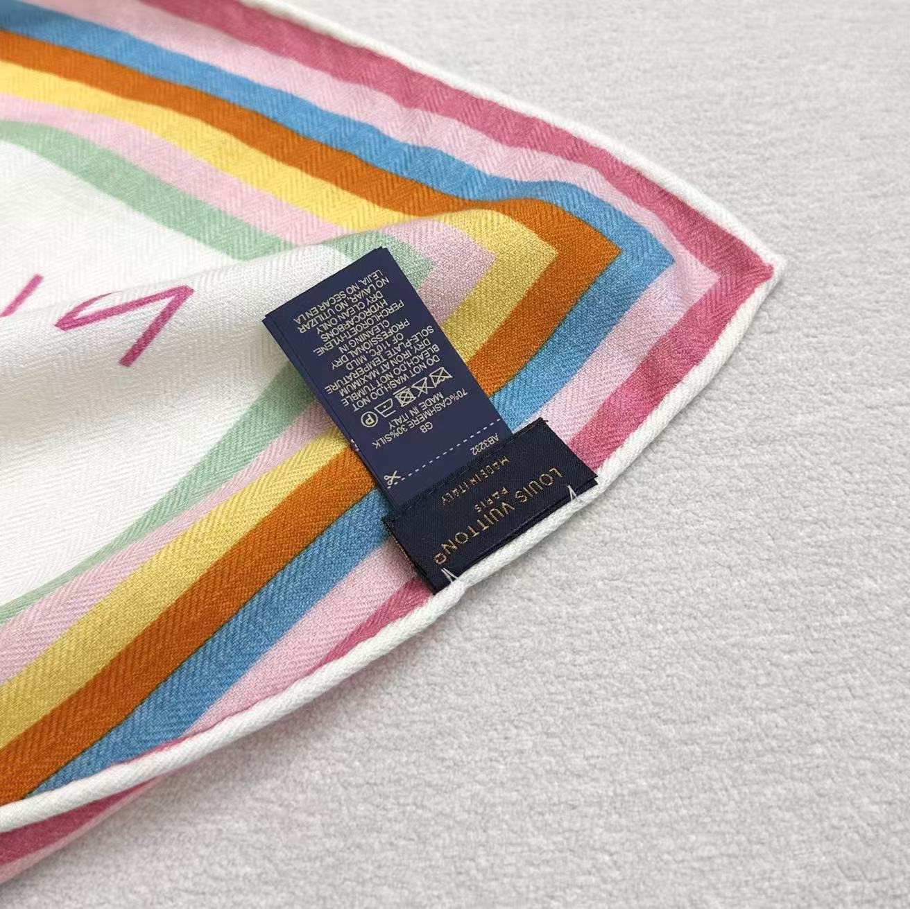 LV x TM SUPERFLAT 140cm White Multicolor Silk Wool 978742