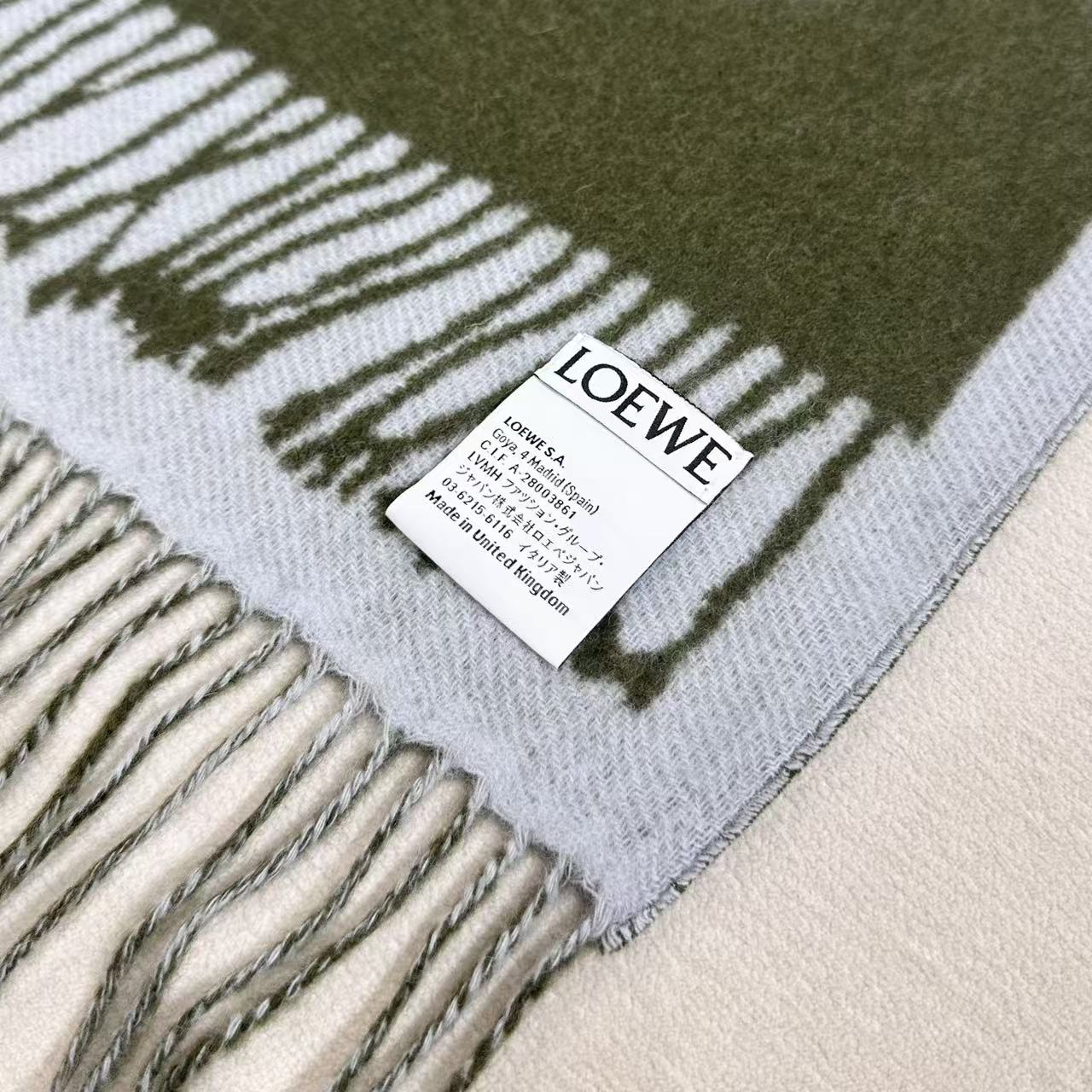Loewe Scarf 180CM Green Baby Blue Cashmere 962790