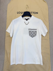 LV 25 Neck T-shirt White Mix Grey Cotton