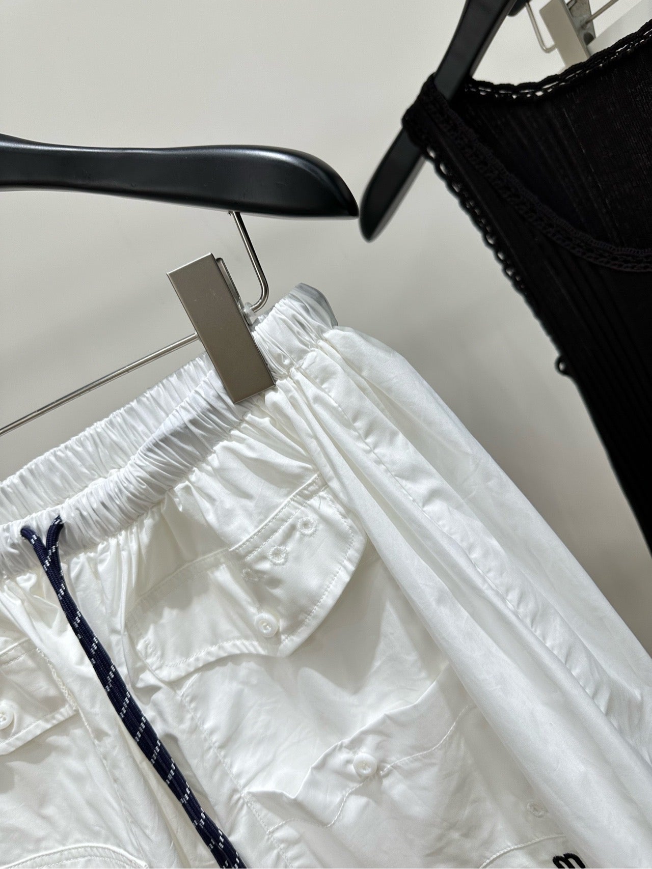 Miumiu 2026 Drawstring Casual Workwear Skirt White Cotton 359056