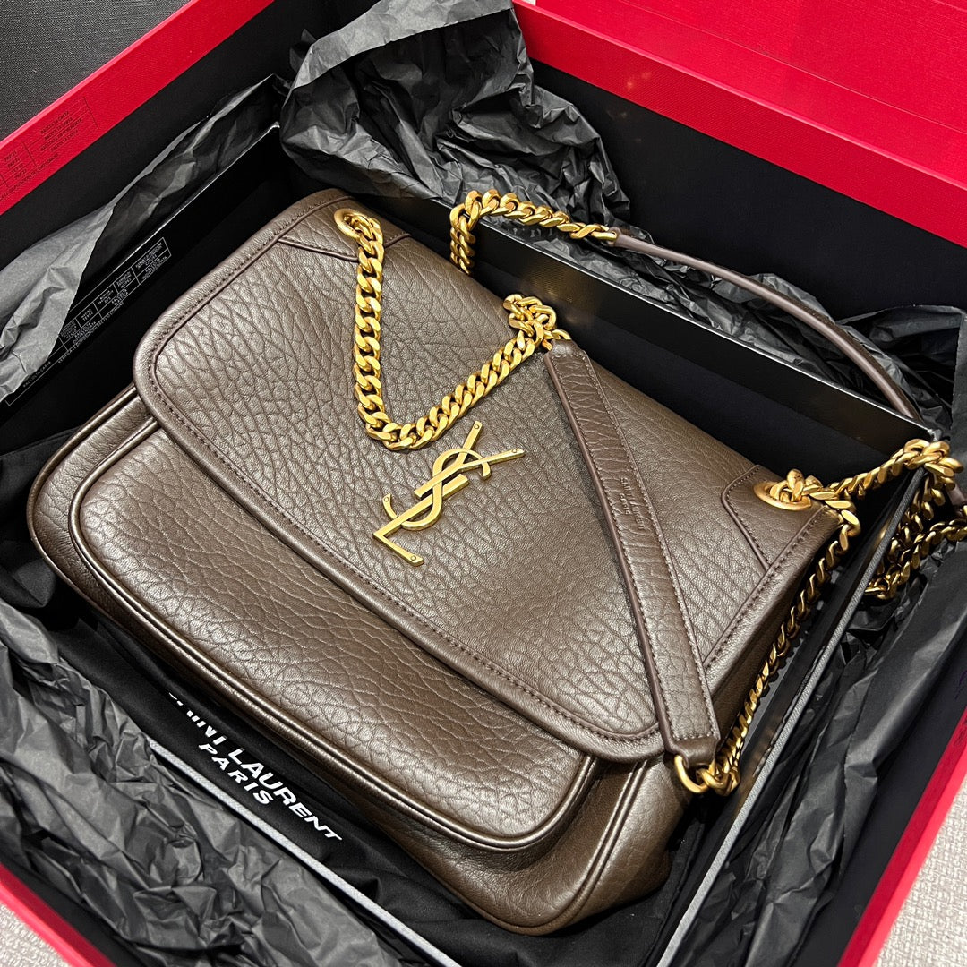 YSL Handbag 28 Brown Pattern Lambskin