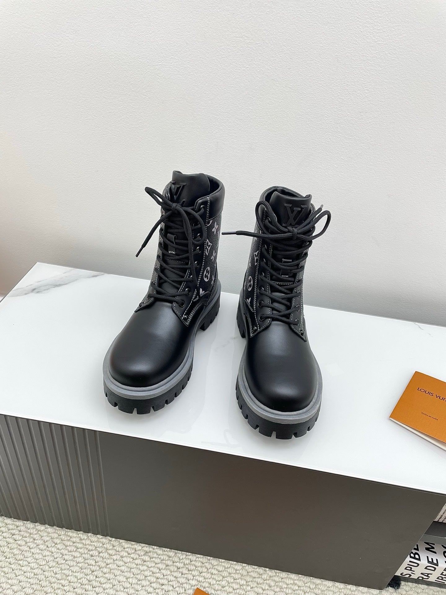 LV 25  Ankle Boots Black Monogram Cowhide 576224