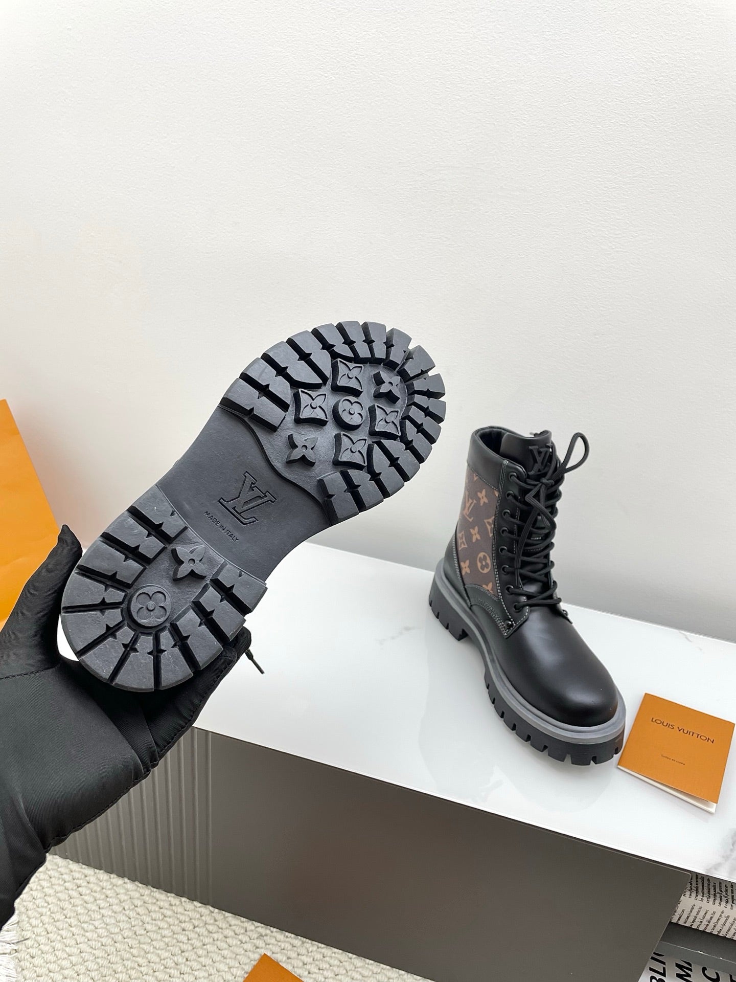 LV 25  Ankle Boots Black Brown Monogram Cowhide 576225