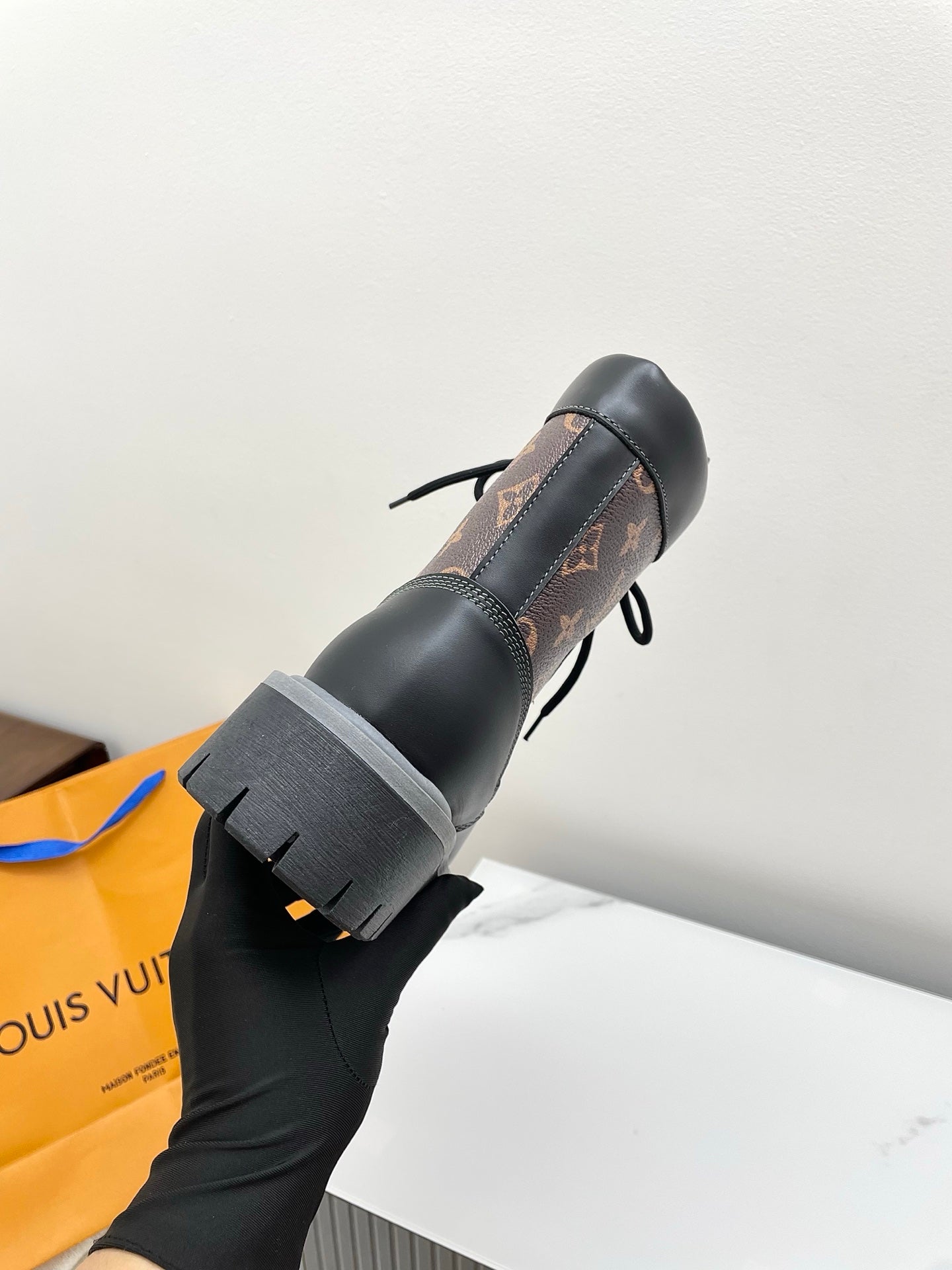 LV 25  Ankle Boots Black Brown Monogram Cowhide 576225