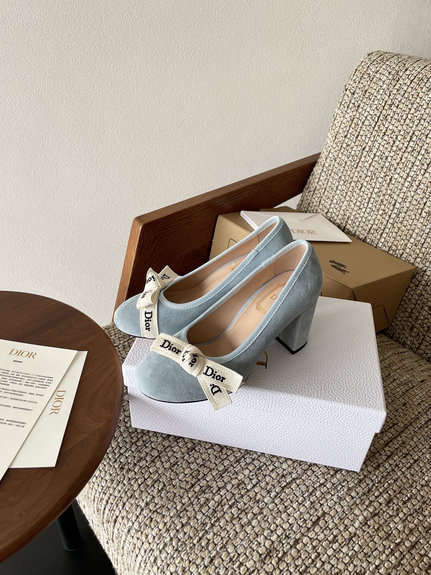 Dior 2026 Embroidered Ribbon Pumps 80mm Suede Canvas Leather 975505