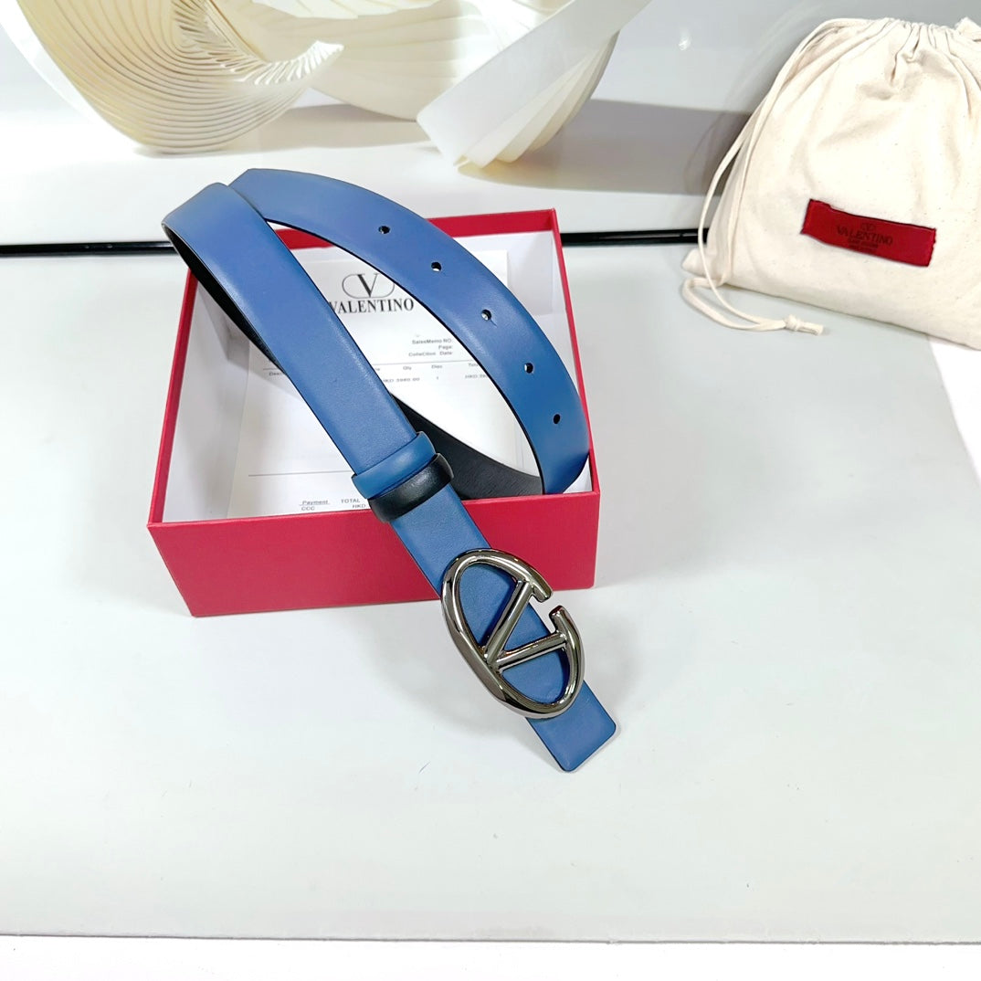 The Bold Edition Reversible Belt 30mm Blue Black Calfskin Black Buckle