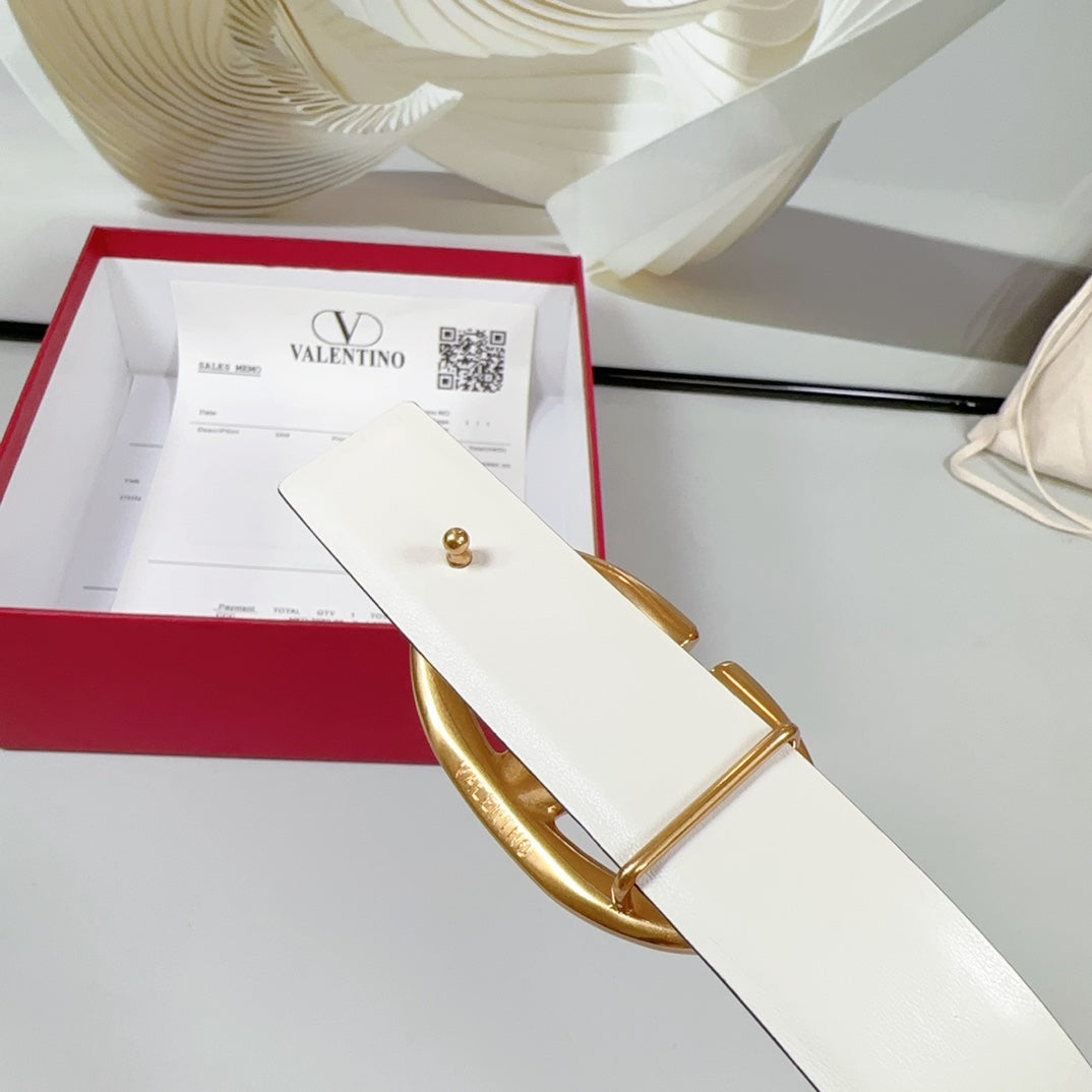 The Bold Edition Revesible Belt 30mm White Calfskin Gold Buckle