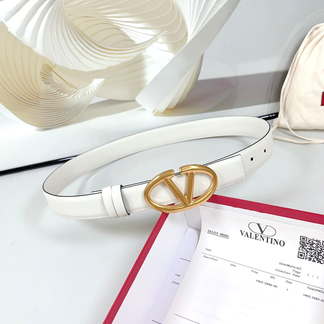 The Bold Edition Revesible Belt 30mm White Calfskin Gold Buckle