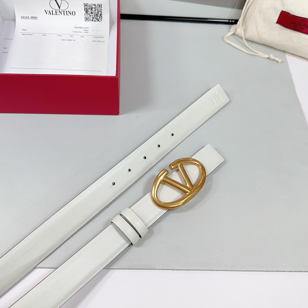 The Bold Edition Revesible Belt 30mm White Calfskin Gold Buckle