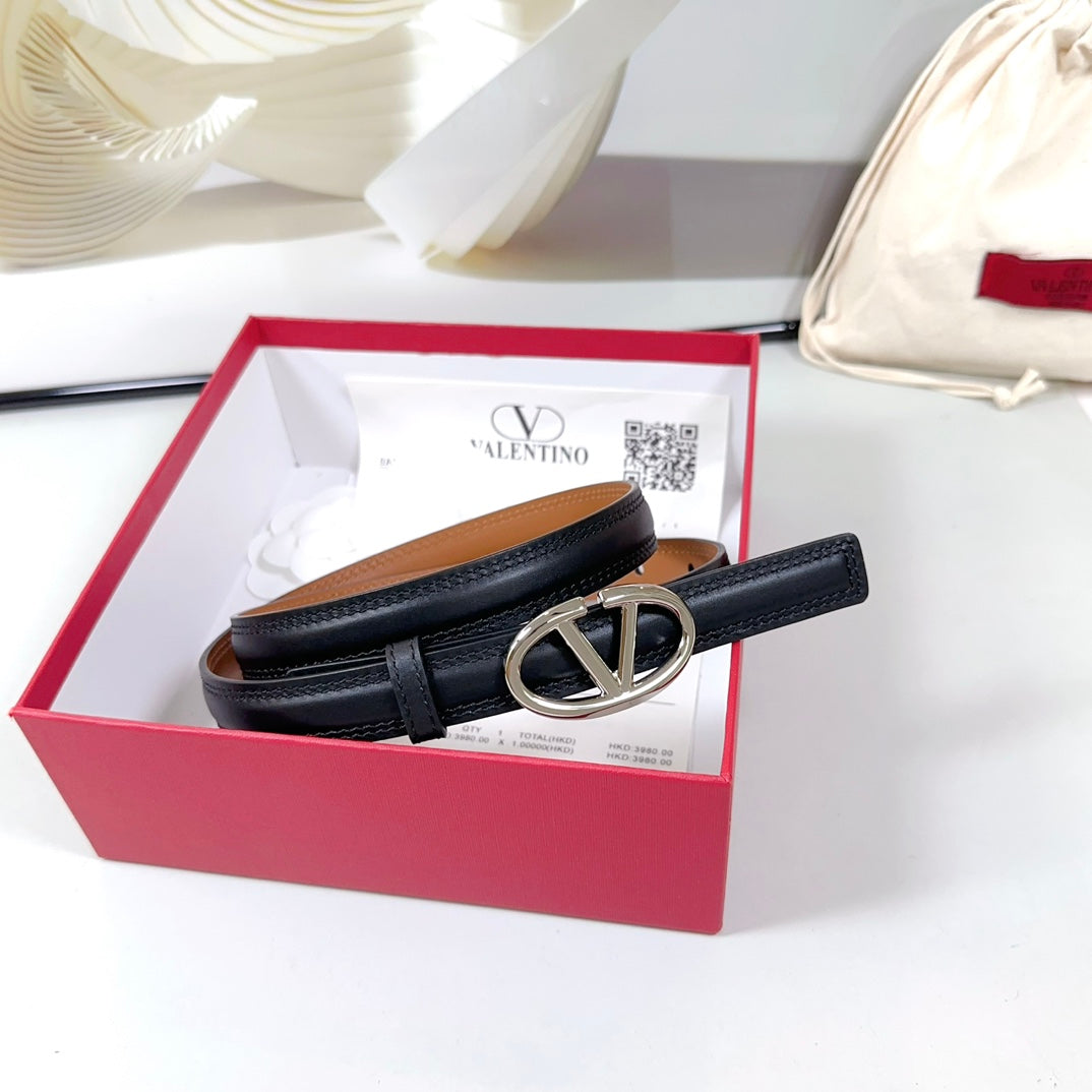 The Bold Edition Belt 20mm Black Brown Calfskin Silver Buckle