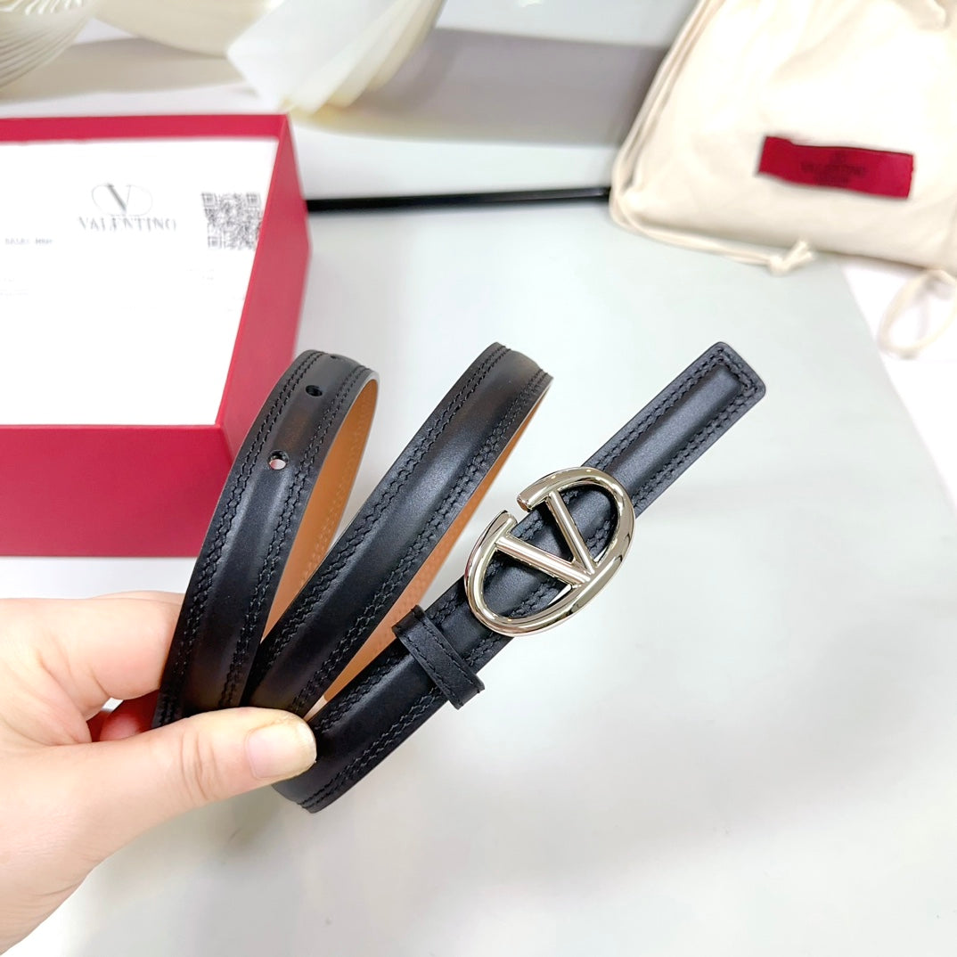 The Bold Edition Belt 20mm Black Brown Calfskin Silver Buckle